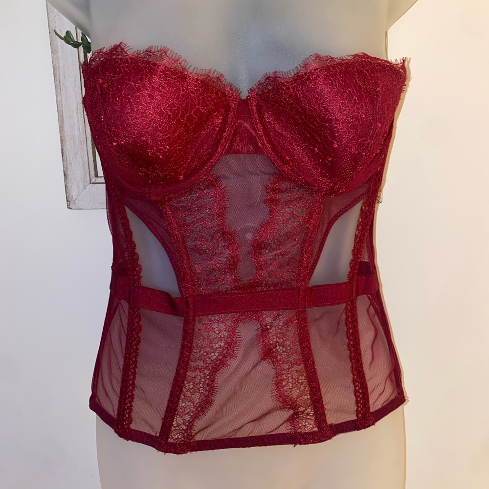 Victoria's Secret Burgundy Lace Bustier